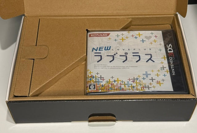 Nintendo 3DS NEW LovePlus+ NEW Rinko Deluxe inner box open showing factory-sealed NEW LovePlus+ game and original cardboard inner packaging