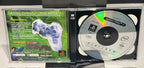 Syphon Filter 2 PS1 Platinum open case showing both Platinum discs Disc 1 and Disc 2 and original manual with DualShock controller advertisement