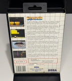 Strider Sega Master System PAL back cover showing gameplay screenshots multilingual description NIAL Australian distributor credit and Sega branding