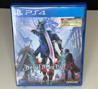 Devil May Cry 5 PS4 Asian back cover showing Nero Dante and V with Japanese text gameplay details and language support information