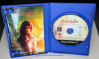 Chronicles of Narnia Prince Caspian PS2 open case showing instruction manual with Prince Caspian artwork on left and PAL DVD-ROM SLES-55145 Disney Interactive Studios disc in right tray