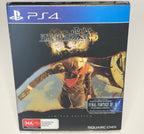 Final Fantasy Type-0 HD SteelBook front - Ace with fiery battlefield artwork