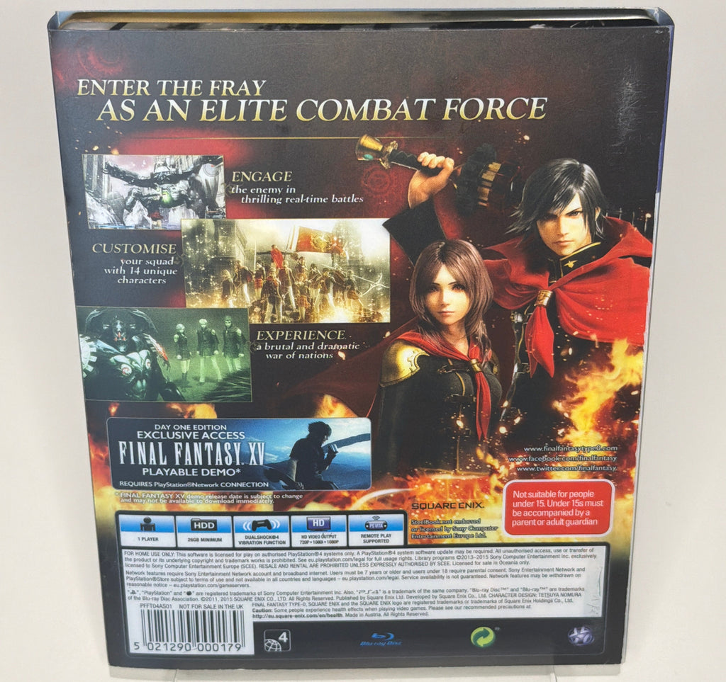 Final Fantasy Type-0 HD Limited Edition outer box front - MA15+ ANZ release