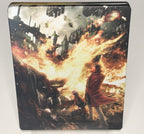 Final Fantasy Type-0 HD SteelBook open showing disc CUSA-00937 and FFXV Episode Duscae demo insert
