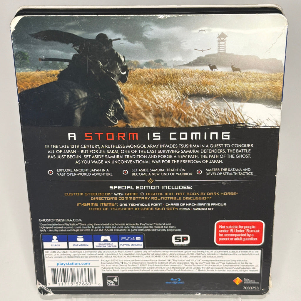 Ghost of Tsushima Special Edition SteelBook front - Jin Sakai artwork, Restricted 13 ANZ