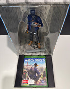 Watch Dogs 2 Marcus Holloway figure close-up - DedSec blue bomber jacket, mask, holding phone