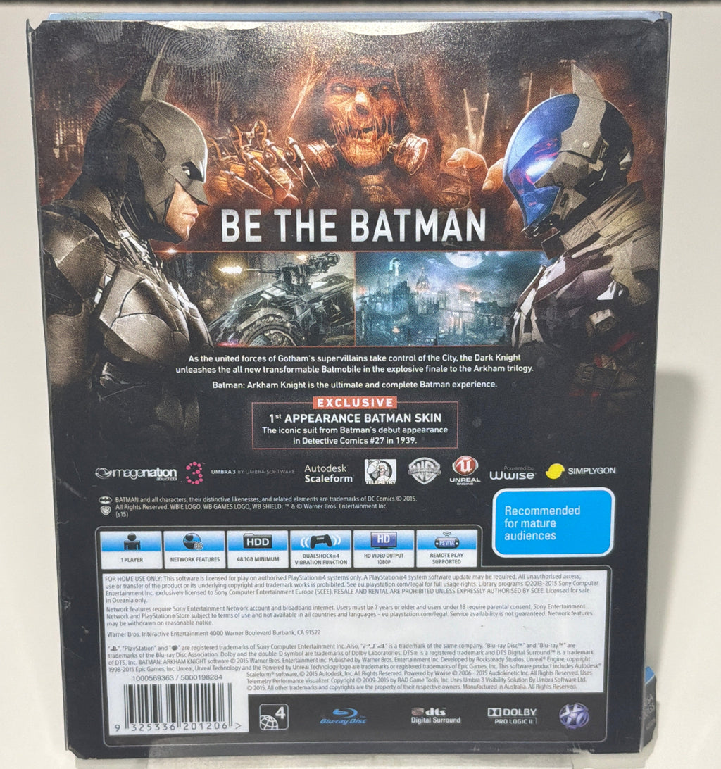 Batman Arkham Knight Special Edition PS4 - outer sleeve back
