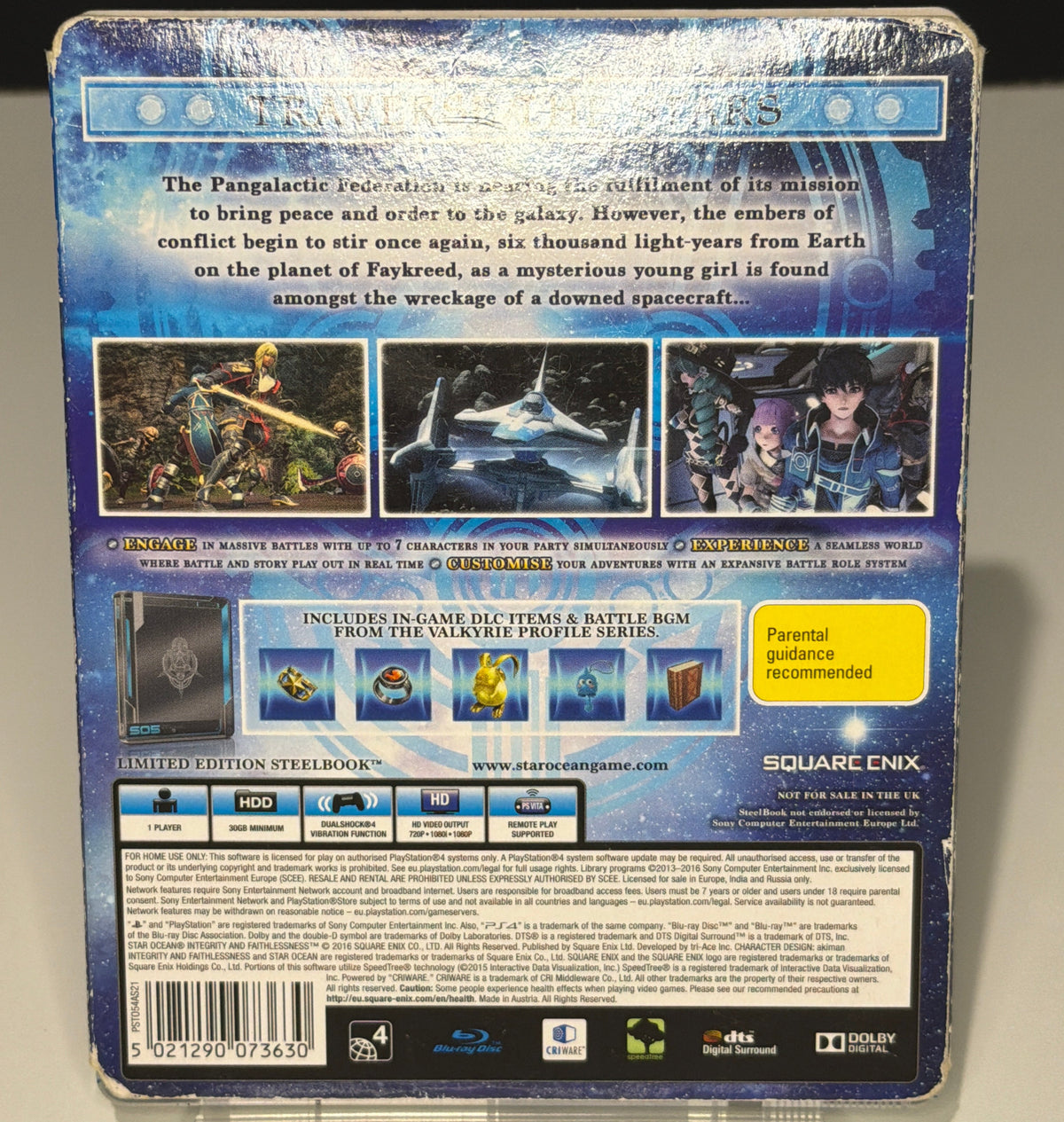 Star Ocean Integrity and Faithlessness Limited Edition PS4 - inside: disc CUSA-03219 and full-art inner sleeve