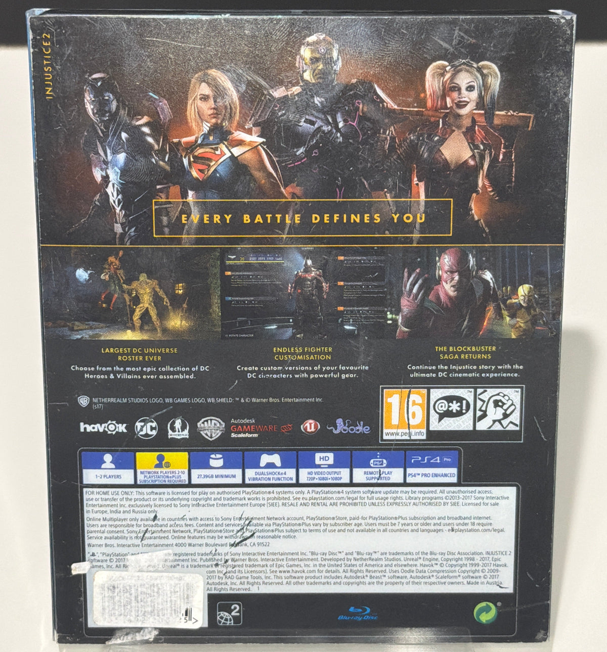 Injustice 2 Ultimate Edition PS4 - SteelBook back: Superman Regime (Grade B)