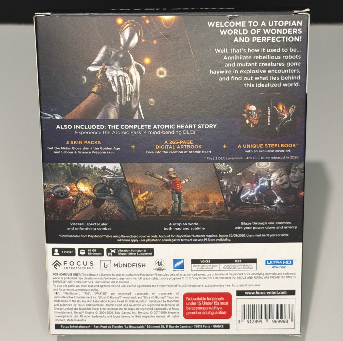 Open empty Atomic Heart SteelBook showing interior artwork