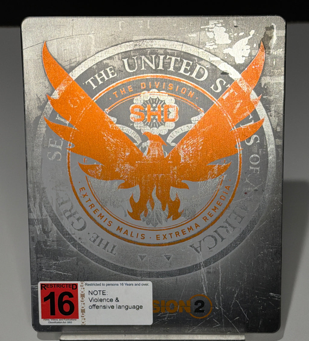 The Division 2 SteelBook rear showing cosmetic wear